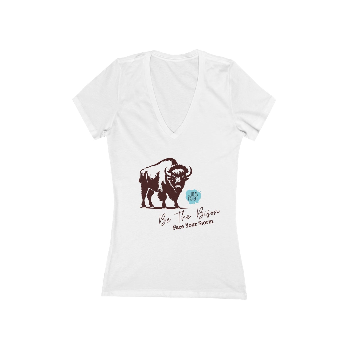 Be The Bison Women's Jersey Short Sleeve Deep V-Neck Tee