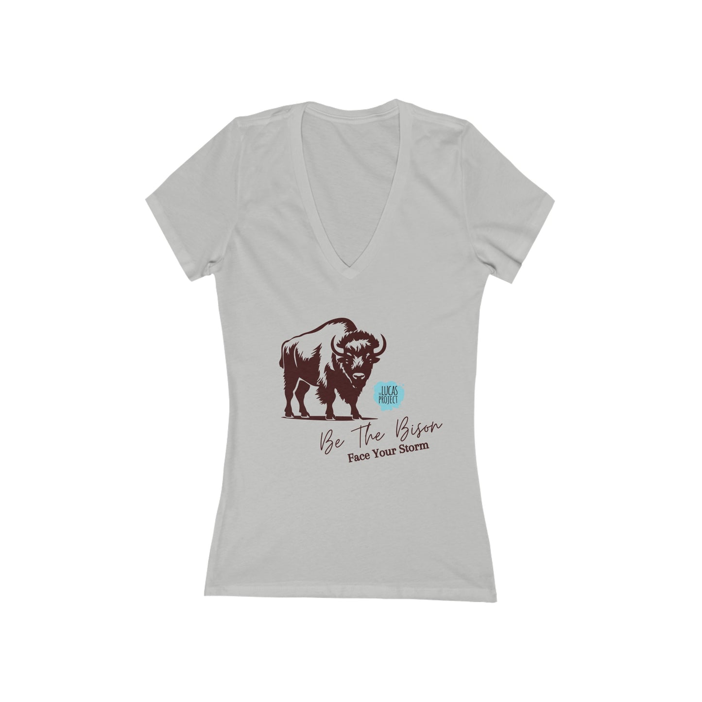 Be The Bison Women's Jersey Short Sleeve Deep V-Neck Tee