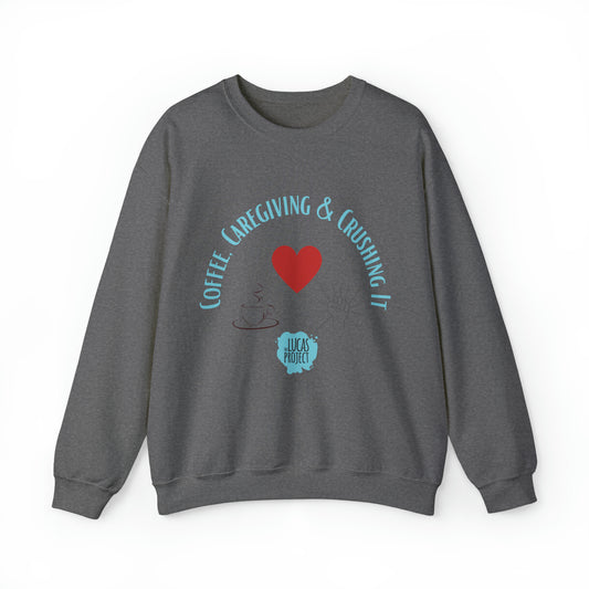 "Coffee, Caregiving, & Crushing It" Unisex Heavy Blend™ Crewneck Sweatshirt