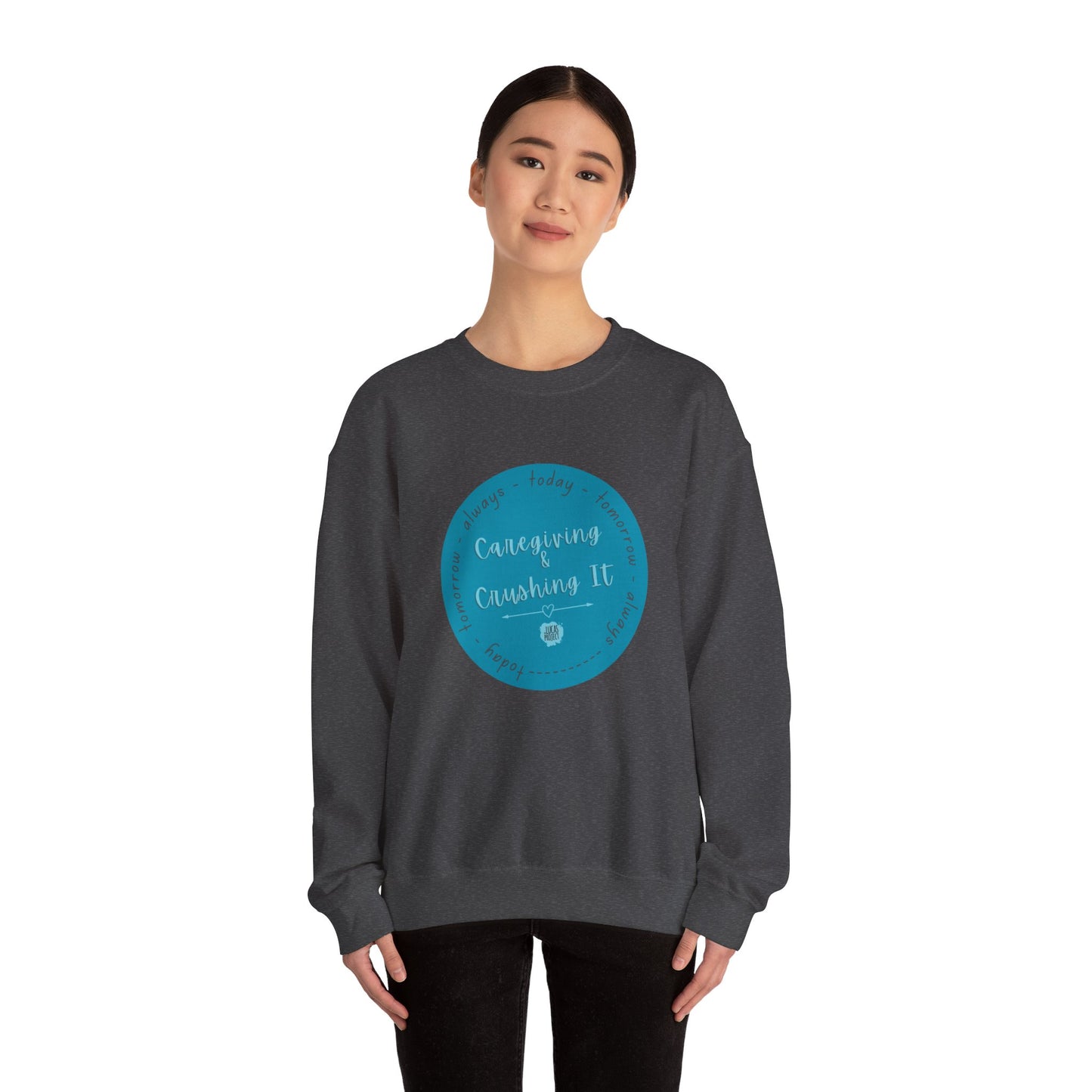 "Caregiving & Crushing It" Unisex Heavy Blend™ Crewneck Sweatshirt