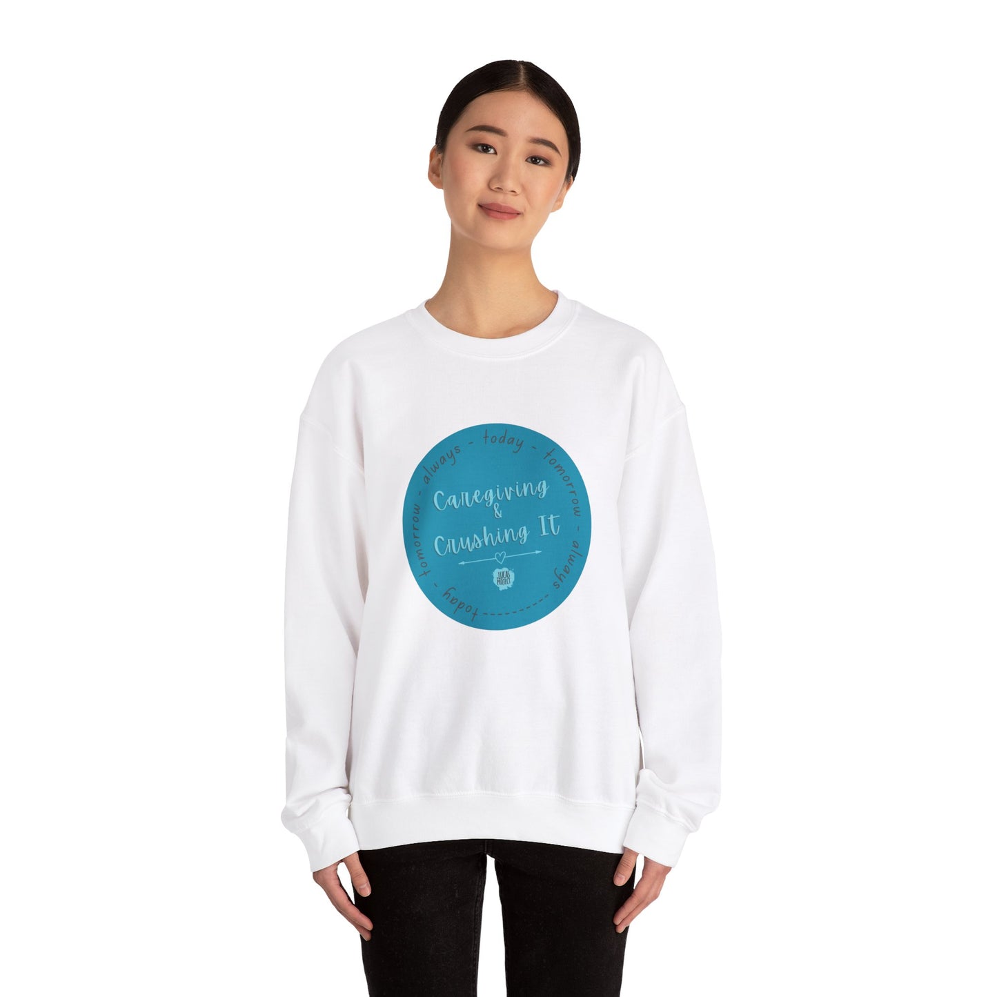 "Caregiving & Crushing It" Unisex Heavy Blend™ Crewneck Sweatshirt